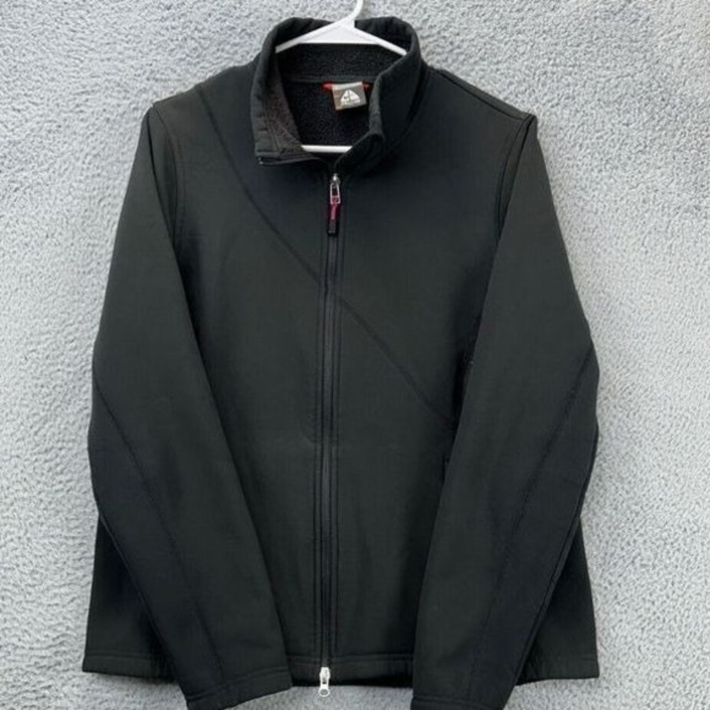 Nike ACG Fleece Jacket Womens‎ Large Black Lined Full Zip Coat Pockets Vintage